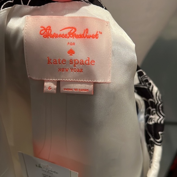 NWT Kate Spade Cameo Dress sz 6 black and white ruffle Florence Broadhurst - Picture 5 of 6